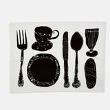 TOVAGLIETTA IN COTONE GRAFICA POSATE